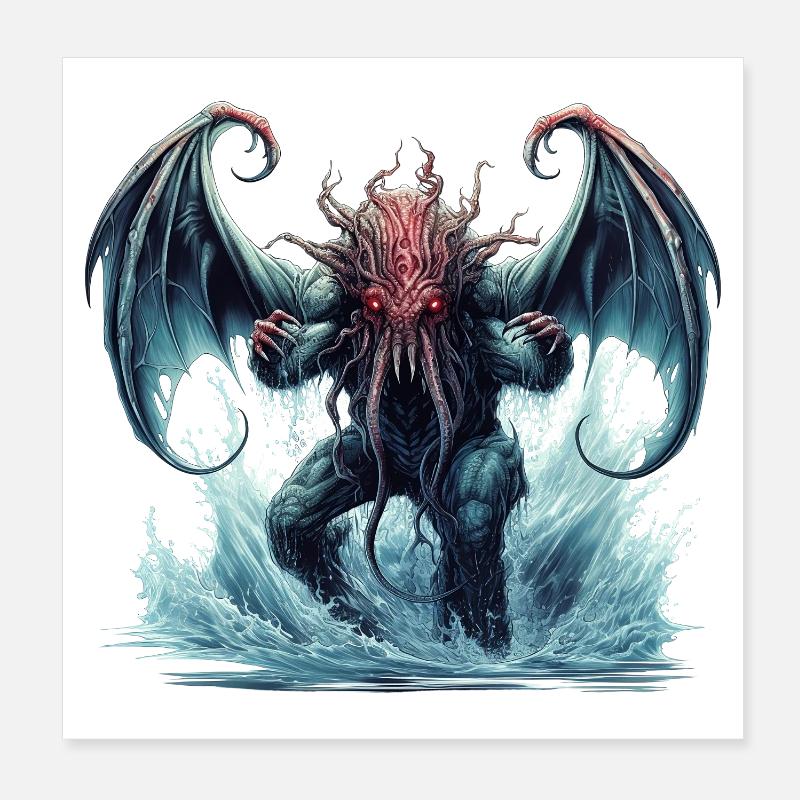 Cthulhu Kosmischer Horror Fantasy Motiv Poster 20x20 cm