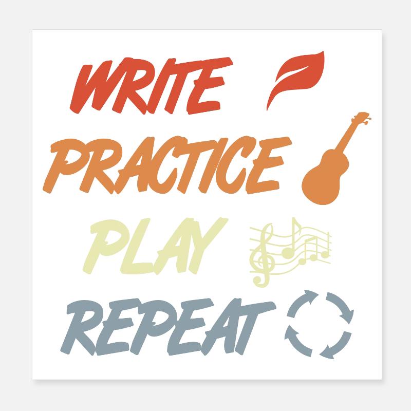 Ukulele Motivation - Poster 20x20 cm - Weiß