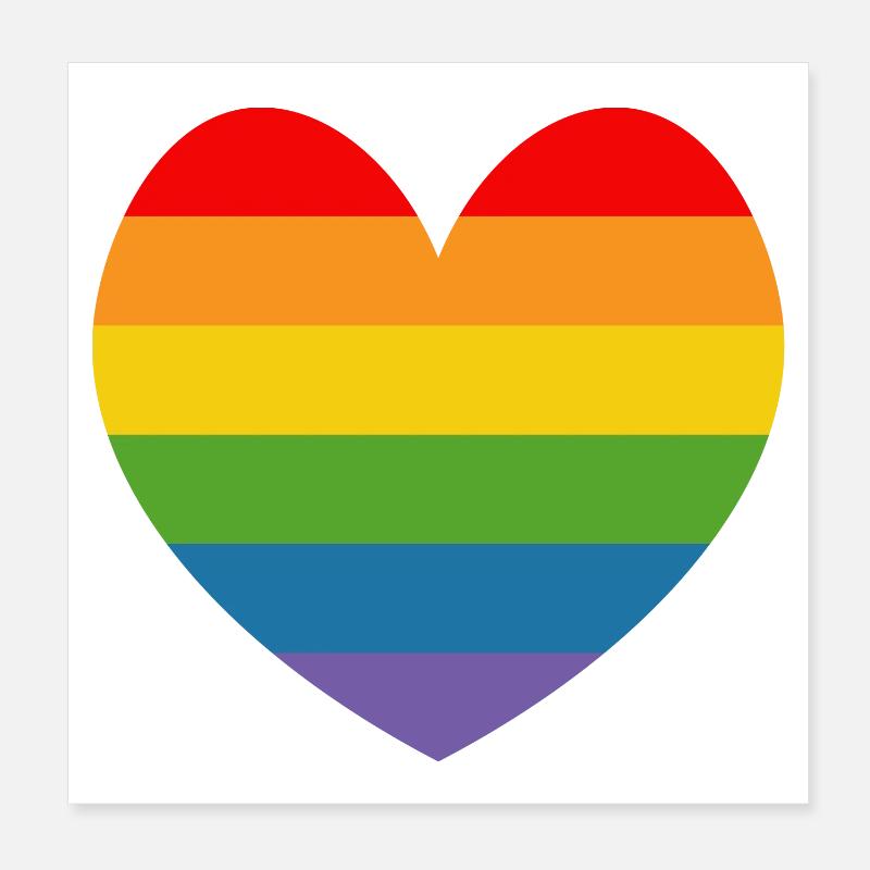LGBT CSD TShirt Rainbow HEART Poster 20 x 20 cm