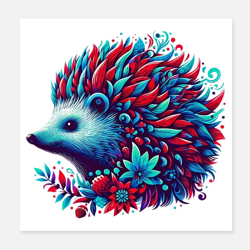Hedgehog Poster 8" x 8" (20x20 cm)