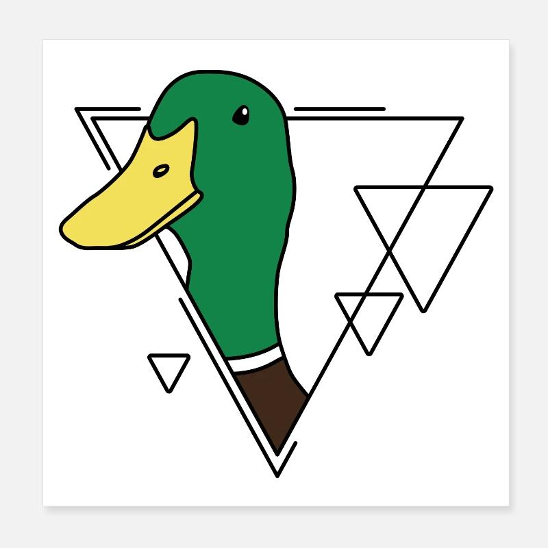 Canard coloré en design géométrique - Poster 20 x 20 cm - blanc