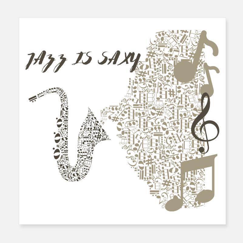 Conception de saxophone musical en notes Poster 20 x 20 cm