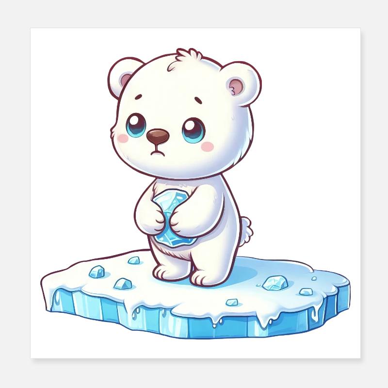 Polar bear on ice floe global warming Poster 8" x 8" (20x20 cm)