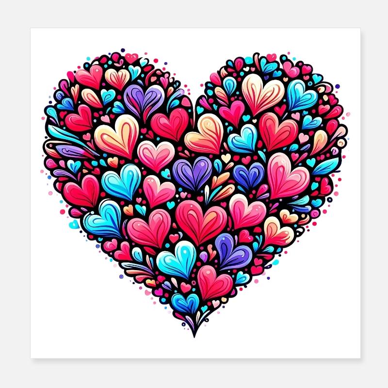 Colorful Heart Poster 8" x 8" (20x20 cm)