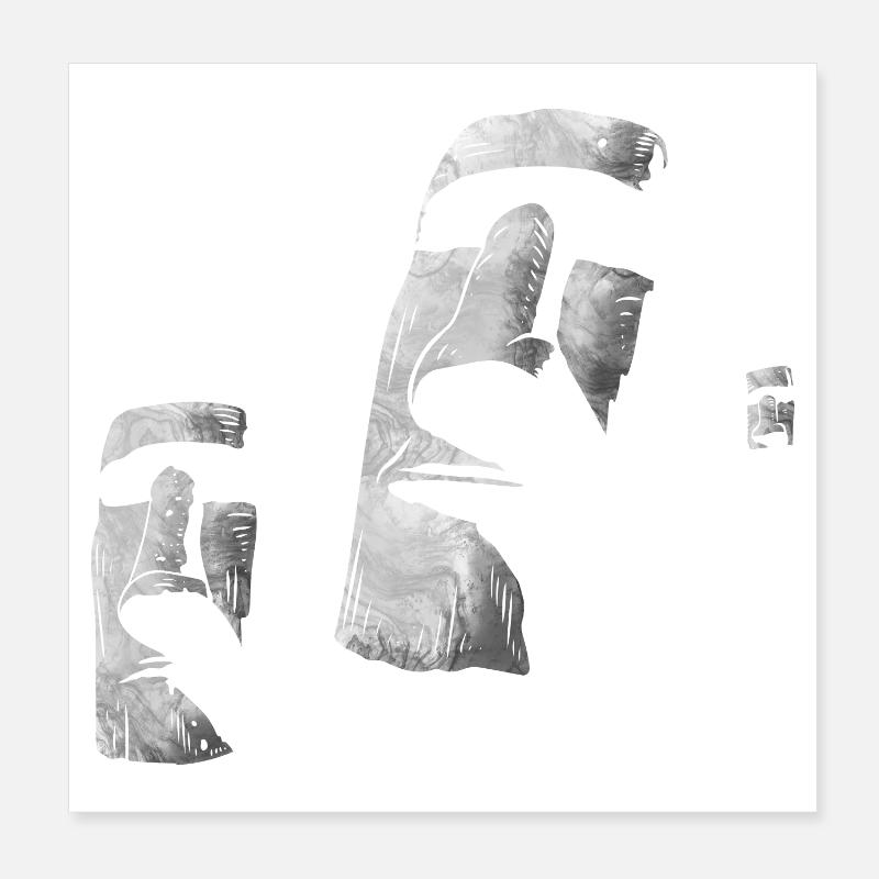Moai Heads Ile de Pâques Polynésie Poster 20 x 20 cm