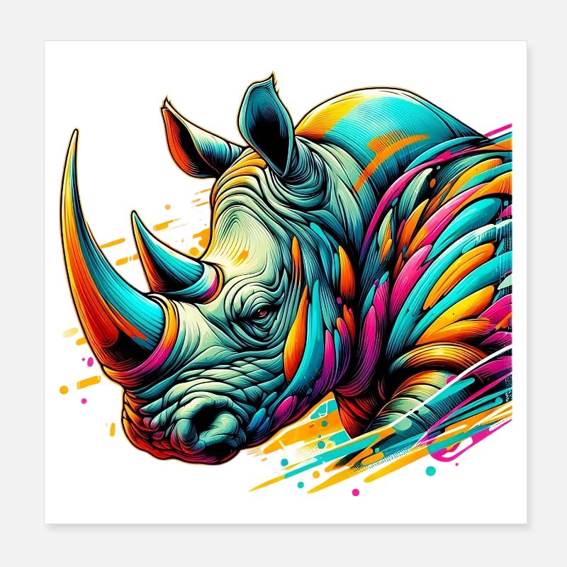 Rhinoceros Poster 8" x 8" (20x20 cm)