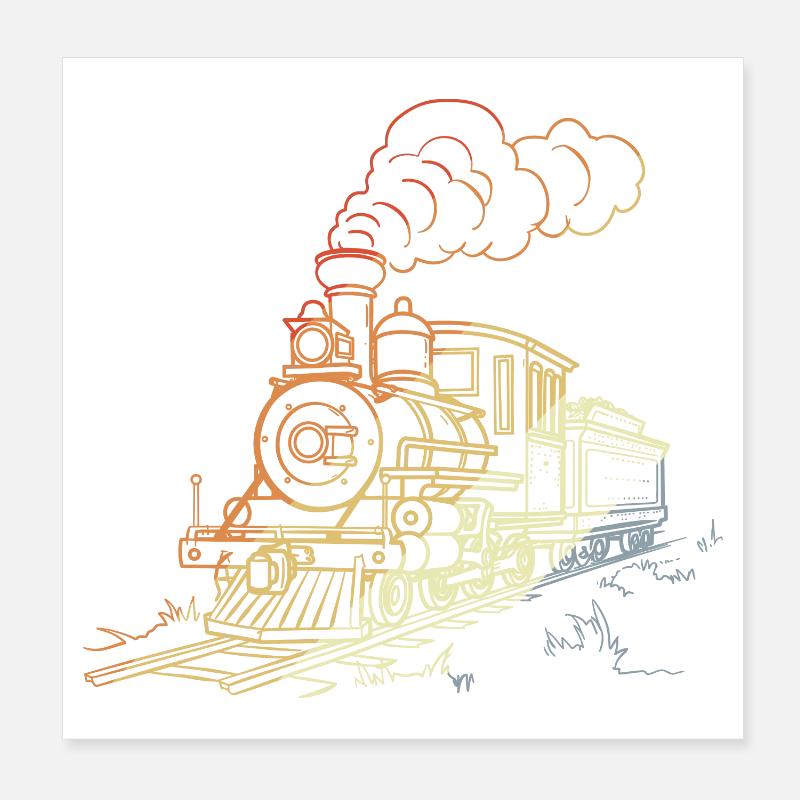 Railway Line Art - Poster 8" x 8" (20x20 cm) - white