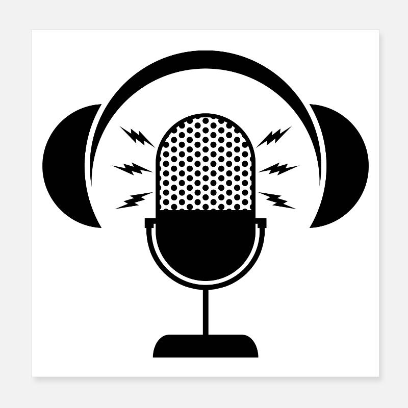 Microphone et casque de podcast Poster 20 x 20 cm