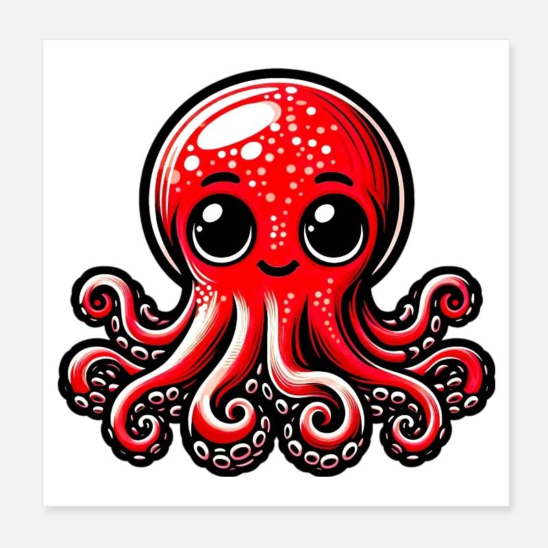 Krake Poster 20x20 cm