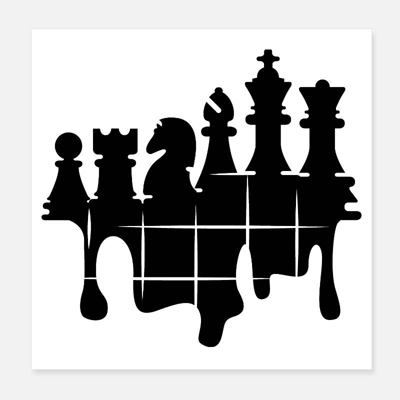 Chess Graffiti Jeu d’échecs Figurines Chevalier tour Poster 20 x 20 cm