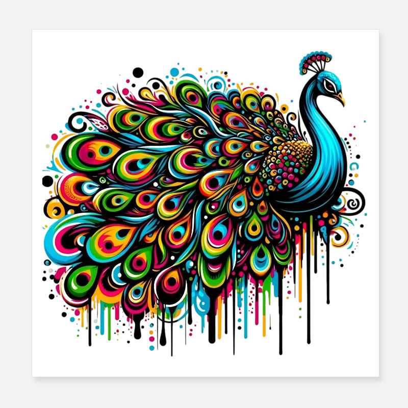 Peacock Poster 8" x 8" (20x20 cm)