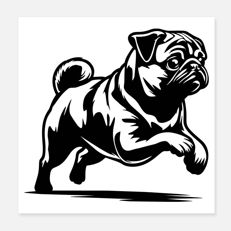 Pug Poster 8" x 8" (20x20 cm)