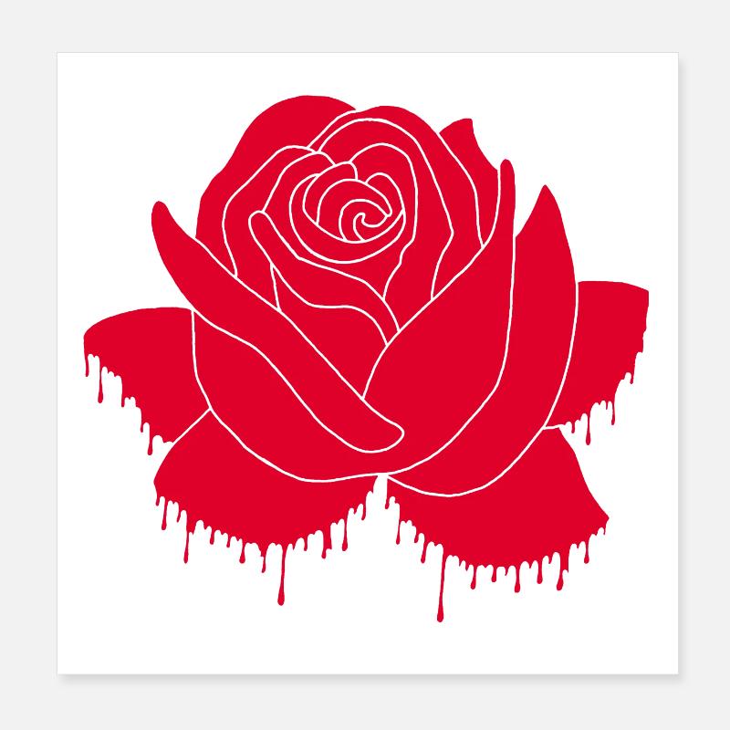 Graffiti d'une rose rouge Poster 20 x 20 cm