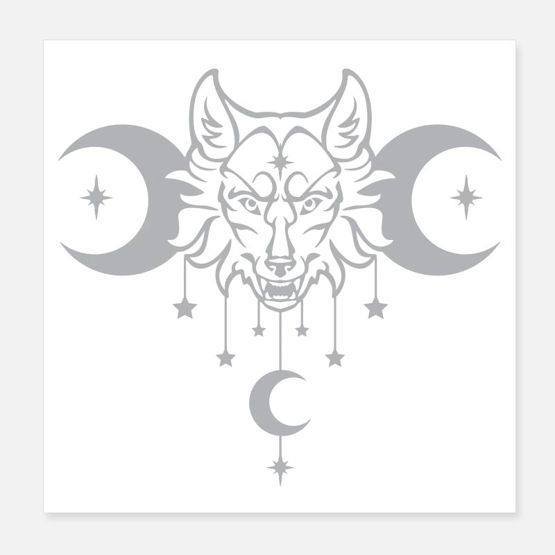 Wicca Moon Wolf - Customizable Color Poster 8" x 8" (20x20 cm)