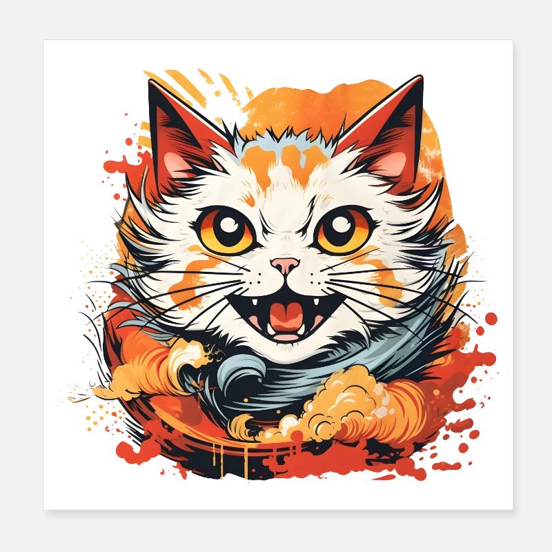 Katze Anime Stil Poster 20x20 cm