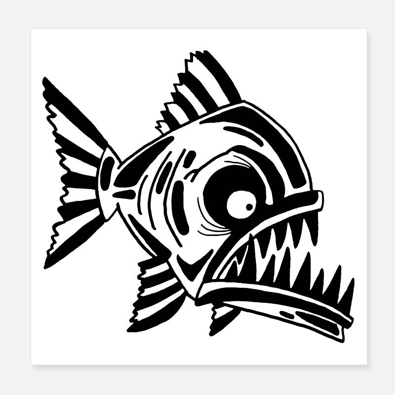 Poisson noir carnivore Poster 20 x 20 cm