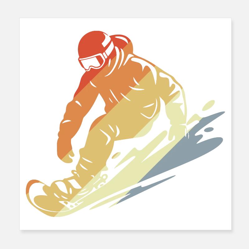 Snowboarder Retro Style Poster 8" x 8" (20x20 cm)