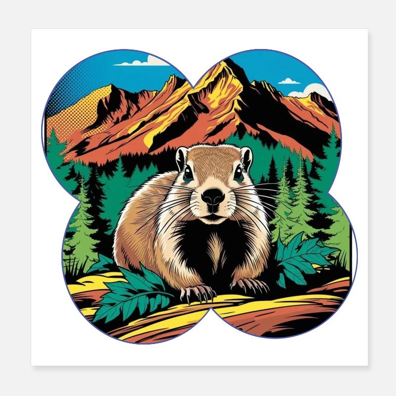 Marmotte Poster 20 x 20 cm