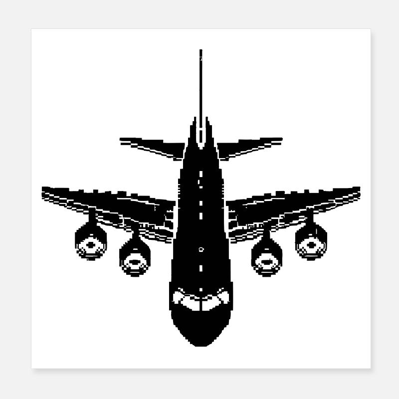 Airplane Pixel Graphics Poster 8" x 8" (20x20 cm)