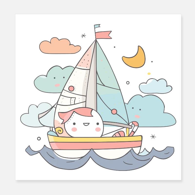 Style de bande dessinée sur la voile Poster 20 x 20 cm