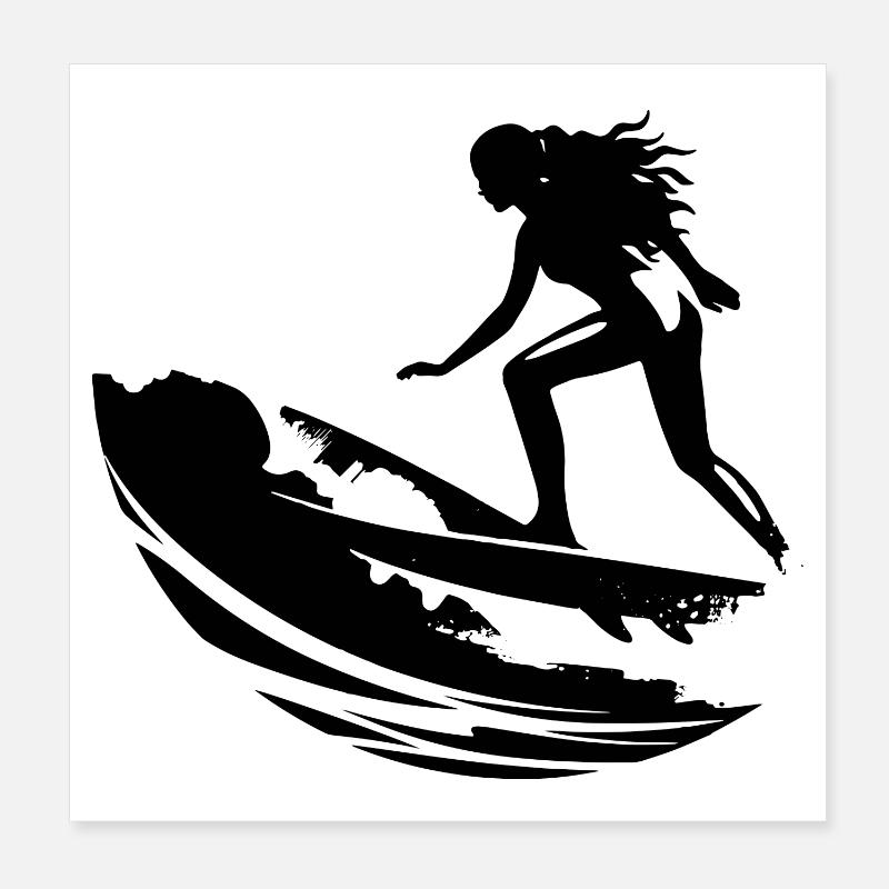 Weiblicher Surfer Poster 20x20 cm