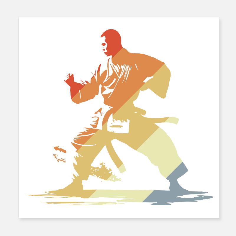 Vintage Karateka Drawing Poster 8" x 8" (20x20 cm)