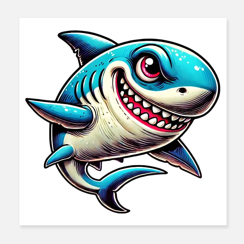 Shark Poster 8" x 8" (20x20 cm)
