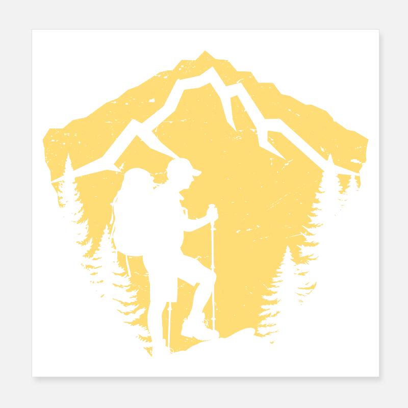 Bergwanderung Silhouette Design Poster 20x20 cm