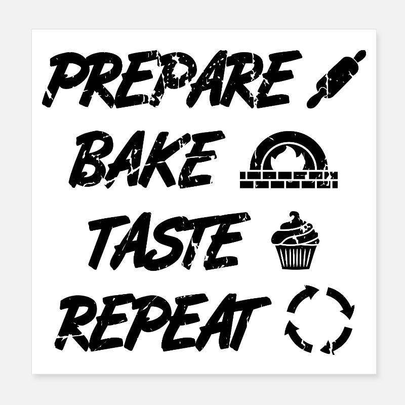 Lustiges Backen Zitat - Poster 20x20 cm - Weiß