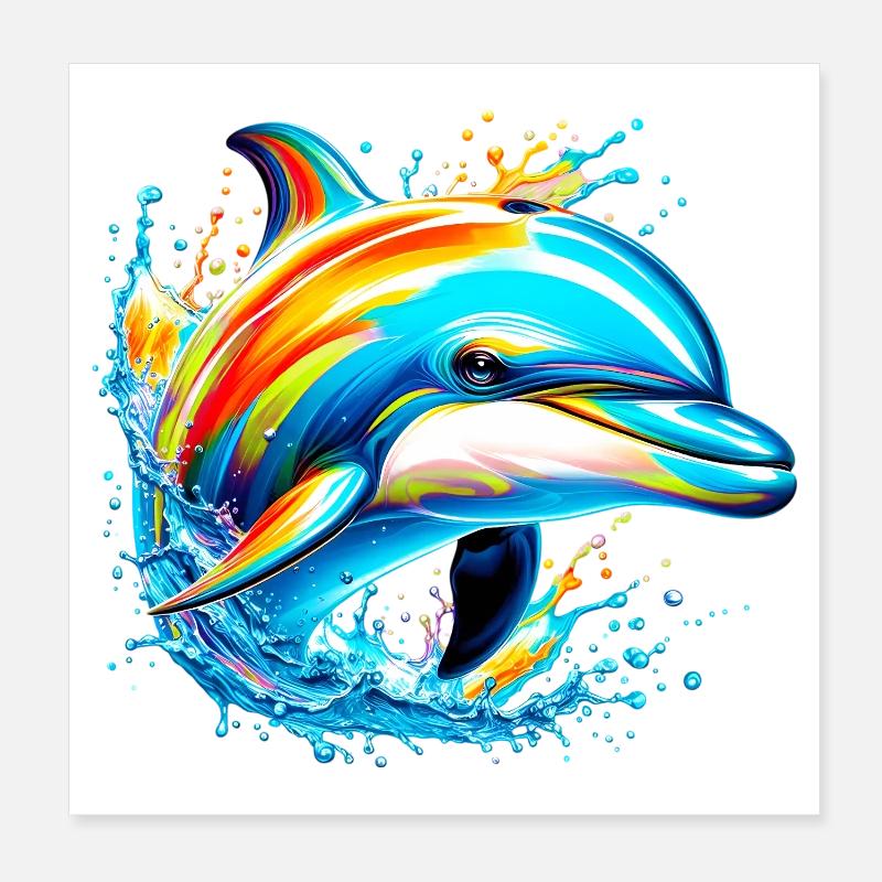 Dolphin Poster 8" x 8" (20x20 cm)