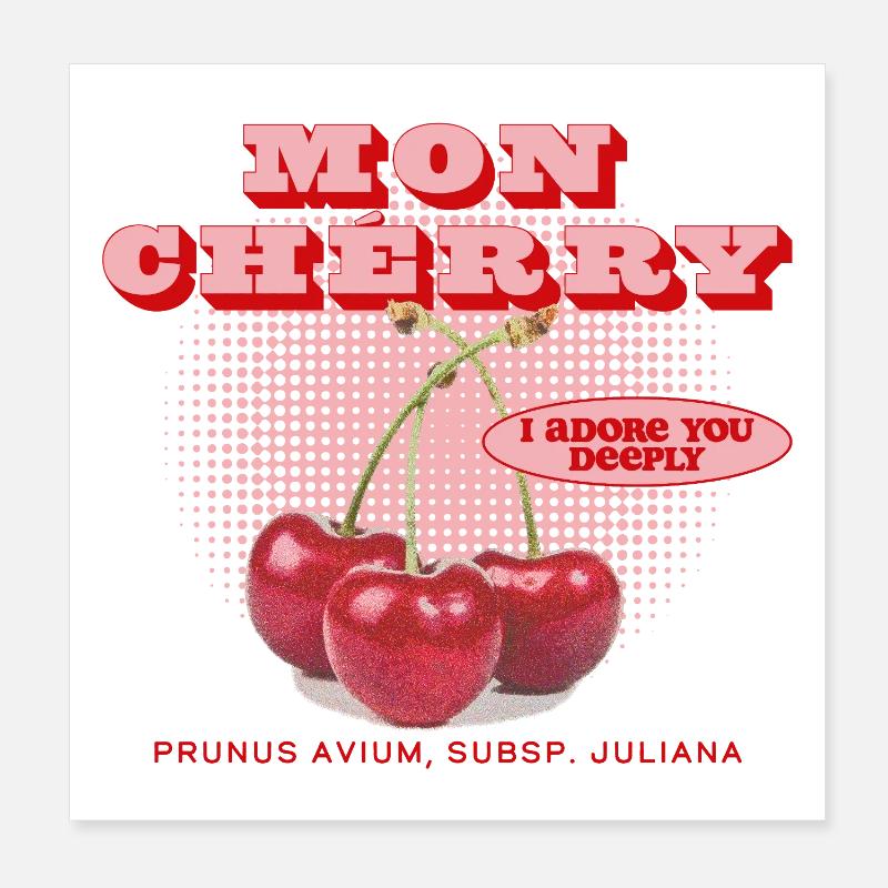 Mon Cherry Love - Poster 8" x 8" (20x20 cm) - white