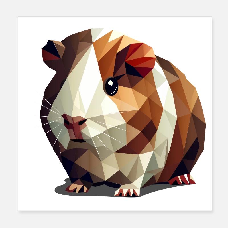Mignon cochon d’Inde dans le style polygone Poster 20 x 20 cm