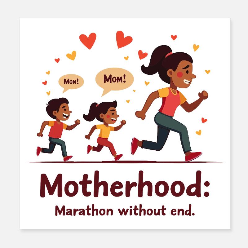 Être mère : un marathon sans fin. Poster 20 x 20 cm