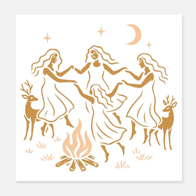 Witchy Summer - Danse du solstice d’été autour du feu Poster 20 x 20 cm