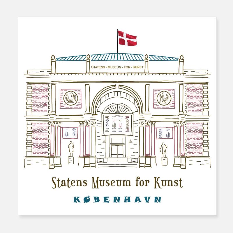 Copenhague, Musée d’art SMK, Dessin Danemark Poster 20 x 20 cm