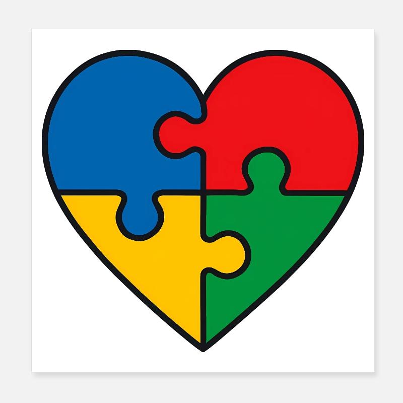 Puzzle Herz Autismus Symbol - Spruch Geschenk Poster 20x20 cm