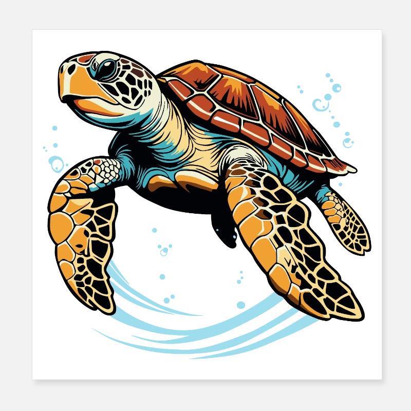 Sea turtle Poster 8" x 8" (20x20 cm)