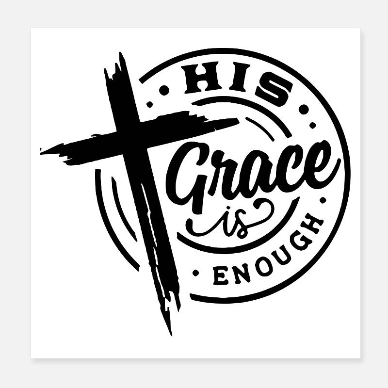 Sa Grâce suffit Croix Chrétienne Poster 20 x 20 cm