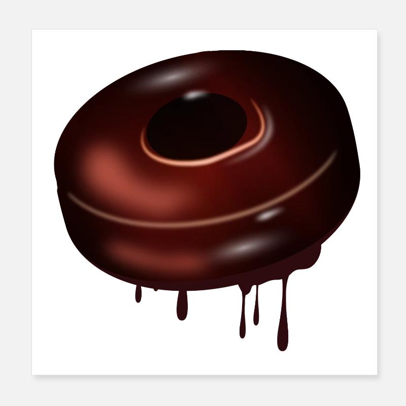 Motif de beignet au chocolat avec glaçage brillant Poster 20 x 20 cm