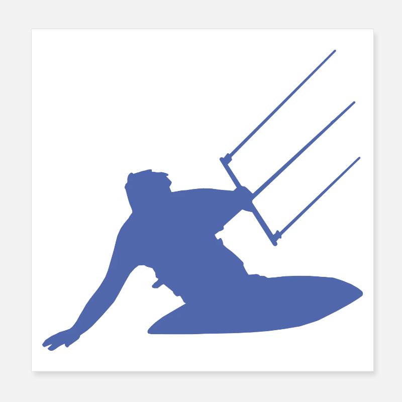 Kitesurfer Silhouette Meer Wellen Abenteuer Poster 20x20 cm