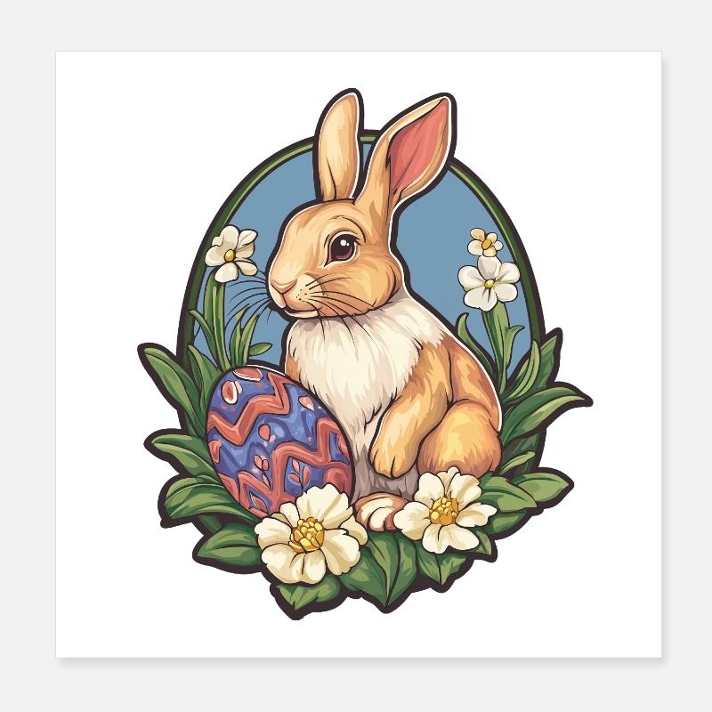Easter Bunny Poster 8" x 8" (20x20 cm)