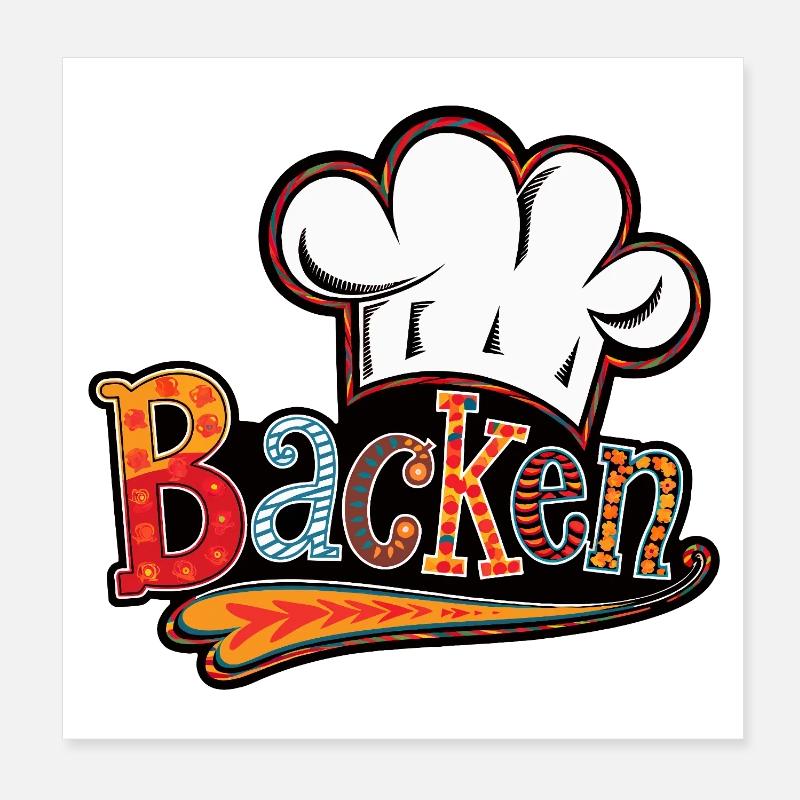 Bakery motif with baker's hat Poster 8" x 8" (20x20 cm)