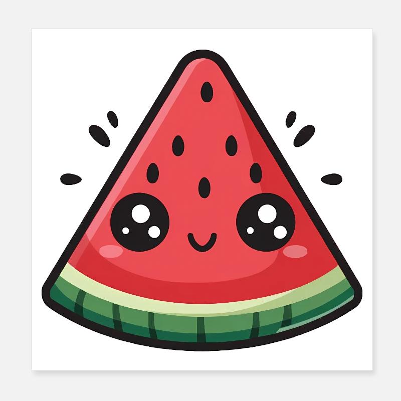 Tranche de pastèque kawaii Poster 20 x 20 cm