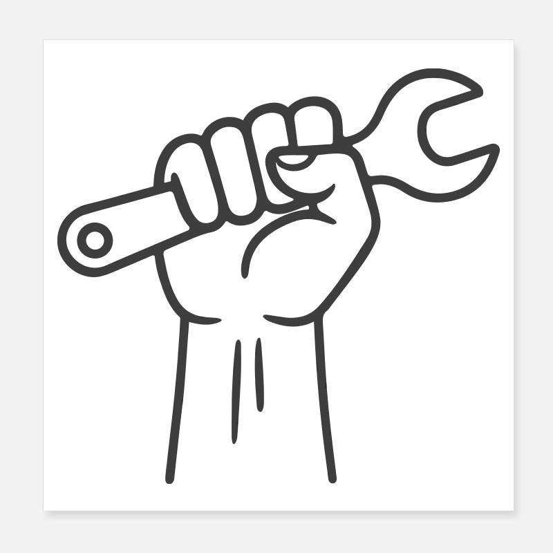 Worker Hand Holding Wrench Symbol Poster 8" x 8" (20x20 cm)