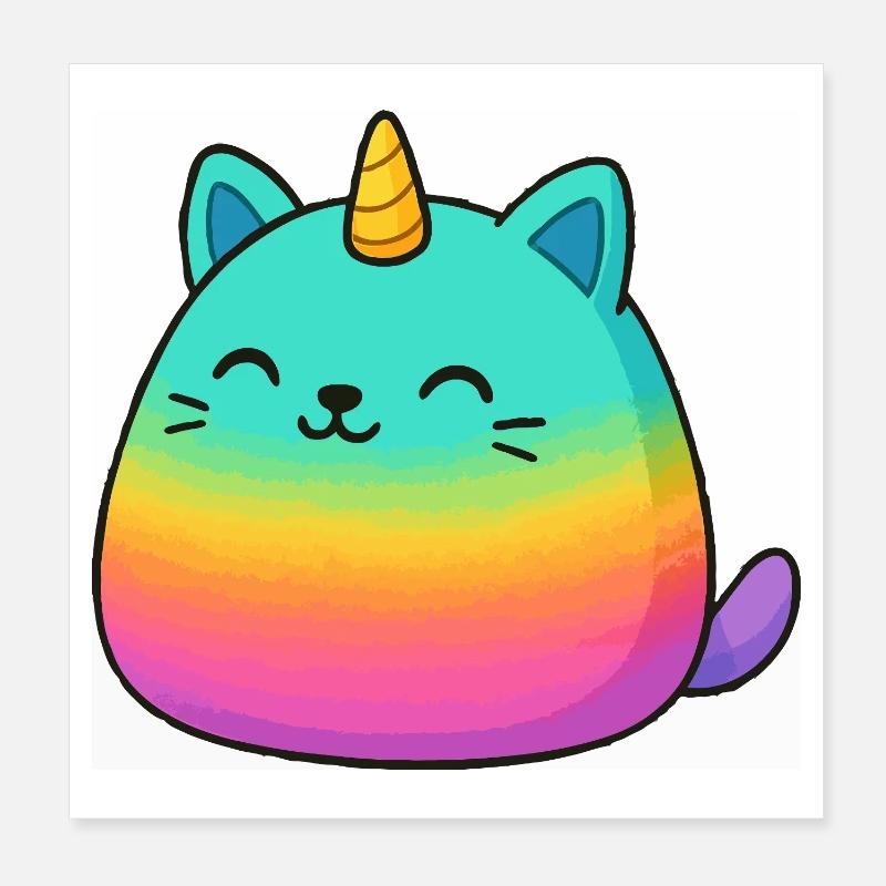 Rosa Regenbogen Einhorn Katze Poster 20x20 cm