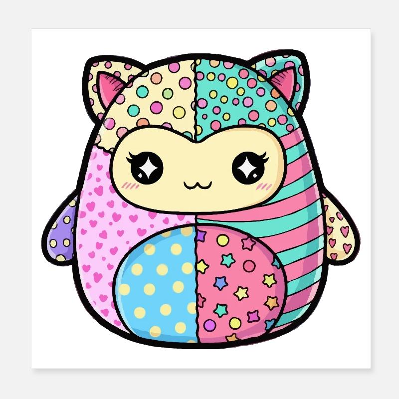 Patchwork Kitten Pastellfarben Poster 20x20 cm