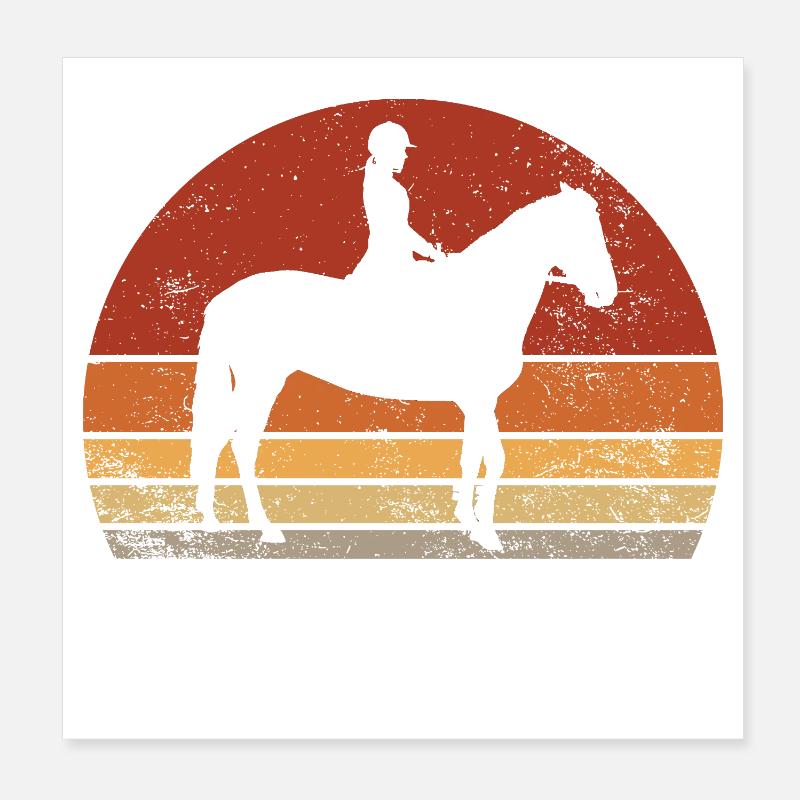 Cavaliere Silhouette Vintage Rétro Poster 20 x 20 cm