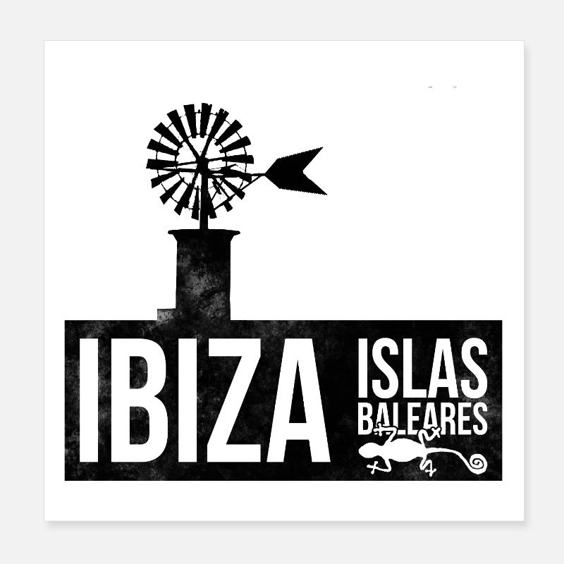 Île d’Ibiza Silhouette Éolienne Poster 20 x 20 cm