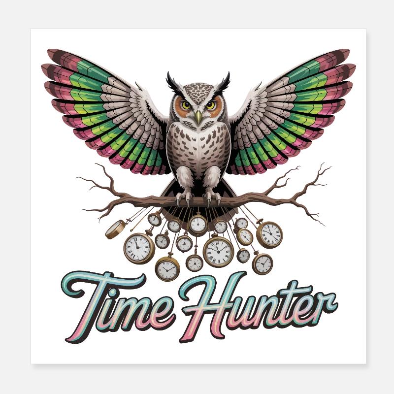 Zeitjäger-Eule Poster 20x20 cm