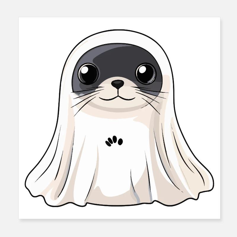 Robbe Tier Halloween Geist Poster 20x20 cm